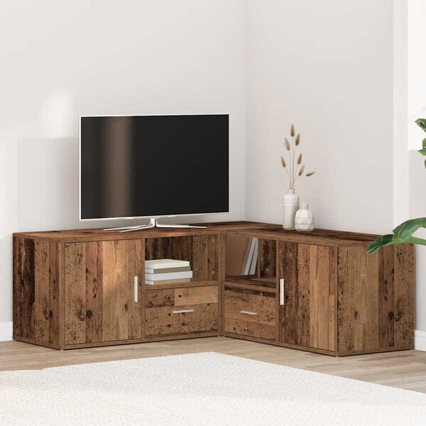 vidaXL Mueble de esquina madera de ingenier&iacute;a envejecida 200x40x45 cm