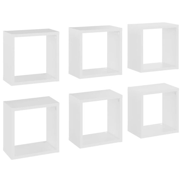 vidaXL Estantes cubo de pared 6 unidades blanco 26x15x26 cm