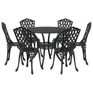 vidaXL Conjunto de Comedor de Jard&iacute;n 7 pcs Negro Aluminio
