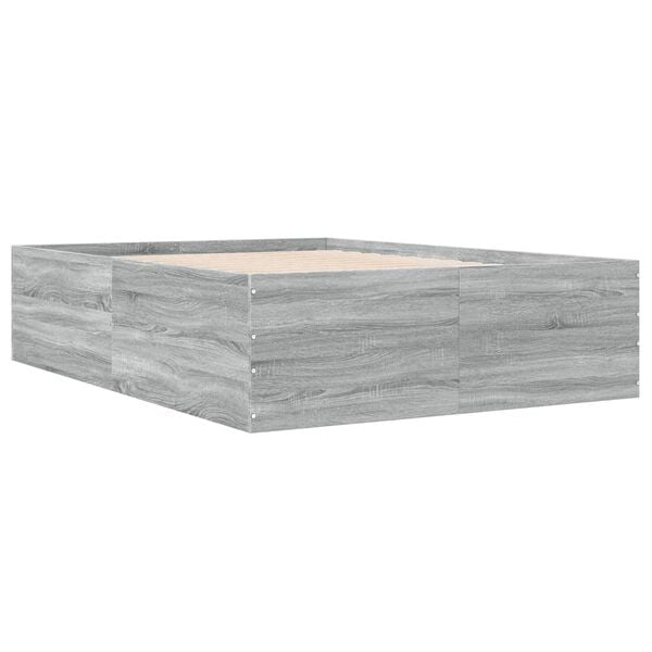 vidaXL Estructura de cama madera de ingenier&iacute;a gris Sonoma 140x190 cm