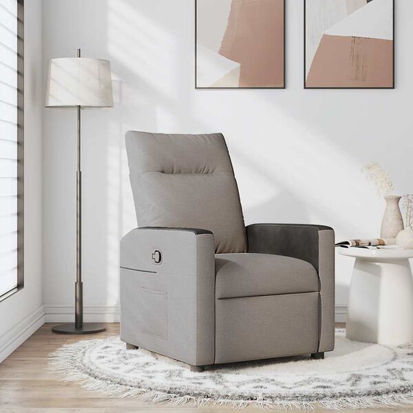 vidaXL Sill&oacute;n reclinable de tela gris taupe