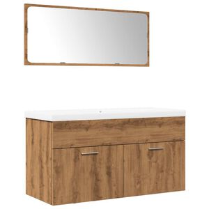 vidaXL Juego de muebles ba&ntilde;o 3 piezas madera ingenier&iacute;a roble artisan