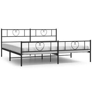 vidaXL Estructura cama sin colch&oacute;n con estribo metal negro 193x203 cm