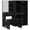 vidaXL Conjunto de mesa de vestidor con LED 4 pcs Roble Negro