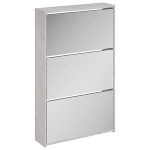 vidaXL Zapatero y espejo 3 niveles gris hormig&oacute;n 63x17x102,5 cm