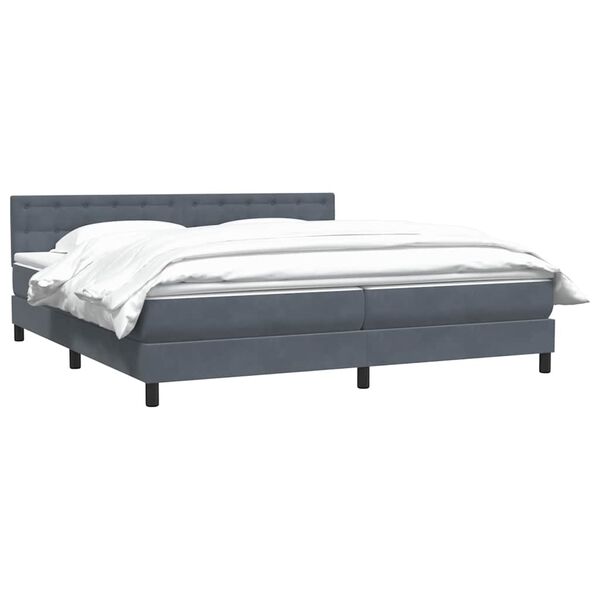 vidaXL Cama box spring con colch&oacute;n terciopelo gris oscuro 200x210 cm