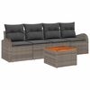 vidaXL Conjunto de sof&aacute;s de jard&iacute;n 5 uds. Gris rat&aacute;n sint&eacute;tico