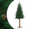 vidaXL &Aacute;rbol de Navidad delgado madera aut&eacute;ntica y pi&ntilde;as PVC 150 cm
