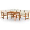 vidaXL Juego comedor jardín y cojines 5 piezas madera maciza de acacia