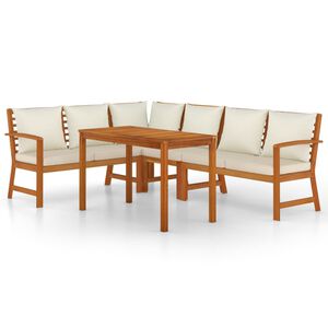 vidaXL Juego comedor jard&iacute;n y cojines 5 piezas madera maciza de acacia