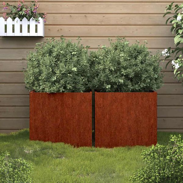 vidaXL Jardineras 2 unidades acero corten 32x30x29 cm