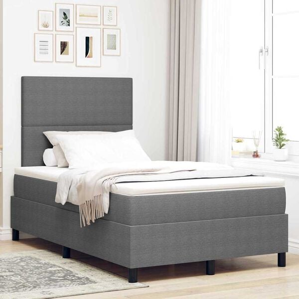 vidaXL Cama tipo Box Spring Gris claro y . 120 x 190 cm Tela de Pana