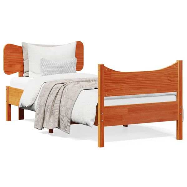 vidaXL Estructura de cama sin colchón madera maciza marrón 75x190 cm