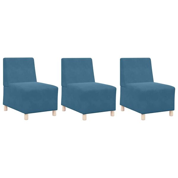 vidaXL Unidad de Sof&aacute; Modular sin Brazos 3 pcs Azul 55 x 74 x 82 cm