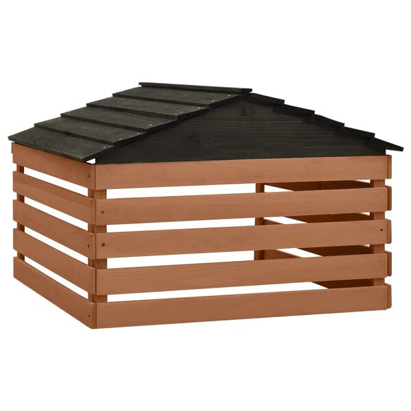 vidaXL Caseta de cortacésped robótico negro y marrón 78x74x54 cm abeto