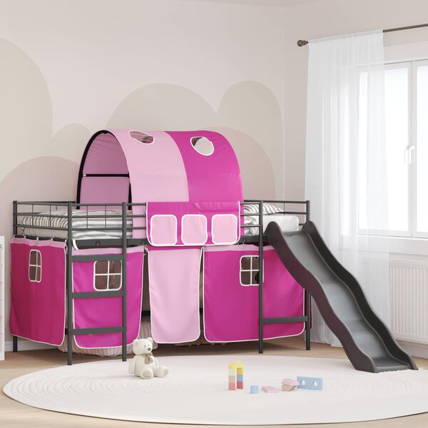 vidaXL Estructura de litera para ni&ntilde;os Negro y Rosa 79,5 x 200 cm
