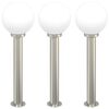 vidaXL Balizas de iluminaci&oacute;n, 3 unidades, 80 cm, acero inoxidable, IP44