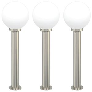 vidaXL Balizas de iluminaci&oacute;n, 3 unidades, 80 cm, acero inoxidable, IP44