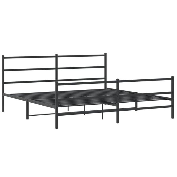 vidaXL Estructura cama sin colch&oacute;n con estribo metal negro 200x200 cm