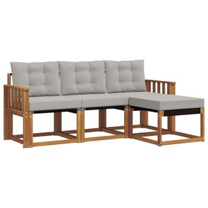vidaXL Conjunto de sof&aacute;s de exterior 4 pcs Gris Natural y Claro
