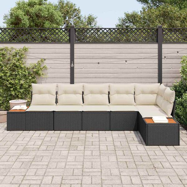 vidaXL Conjunto de sofá de jardín 6 pcs Negro ratán sintético
