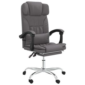 vidaXL Silla de oficina reclinable masaje cuero sint&eacute;tico gris