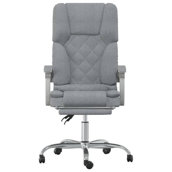 vidaXL Silla de oficina reclinable con masaje de tela gris claro