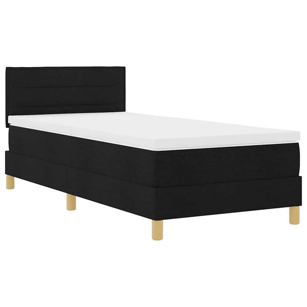 vidaXL Cama tipo Box Spring con colch&oacute;n Negro 100 x 200 cm tela