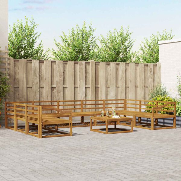 vidaXL Conjunto de sof&aacute;s de exterior 10 pcs Natural