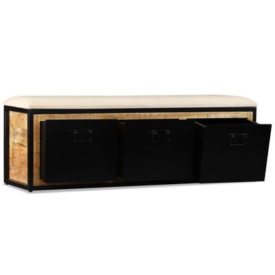 vidaXL Banco de almacenamiento 3 cajones madera de mango 120x30x40 cm