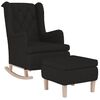 vidaXL Sill&oacute;n con patas mecedoras y taburete de tela negro