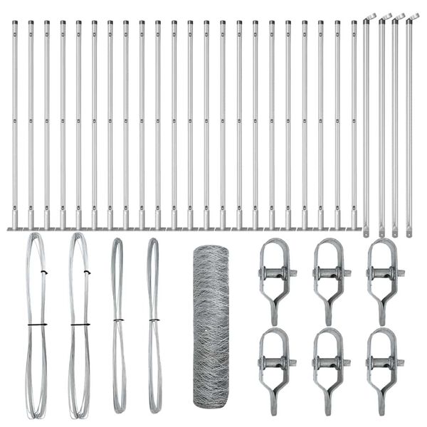 vidaXL Poste de Valla Plateado 50 x 0,5 m (malla de 36 mm) Acero