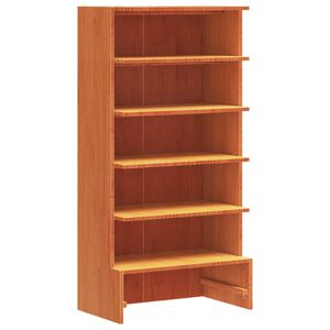 vidaXL Zapatero madera maciza de pino marr&oacute;n cera 52x30x104 cm