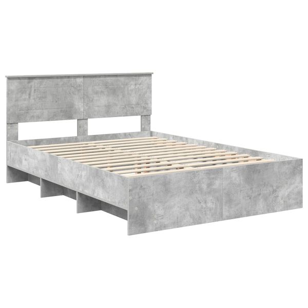 vidaXL Estructura de cama con cabecera Gris Concreto 150 x 200 cm
