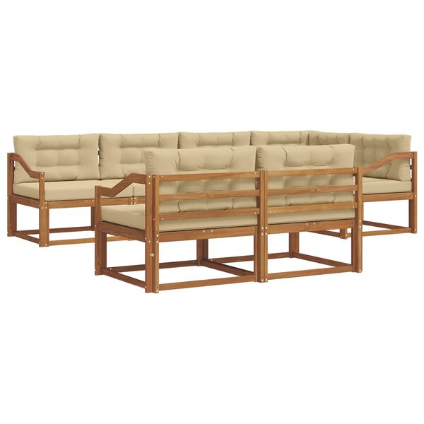 vidaXL Conjunto de sof&aacute;s de exterior con coj&iacute;n 7 pcs Natural y Beige