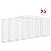 vidaXL Cestas gaviones 5 uds forma de arco hierro 400x30x140/160 cm