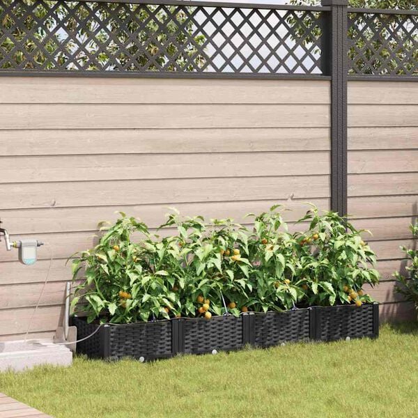 vidaXL Macetero de Jard&iacute;n 4 pcs Negro Acero