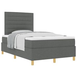 vidaXL Cama tipo Box Spring con cabecera Gris oscuro 120 x 190 cm tela