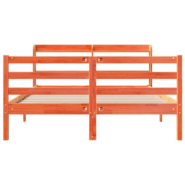 vidaXL Cama sin colch&oacute;n madera maciza de pino marr&oacute;n cera 140x190 cm