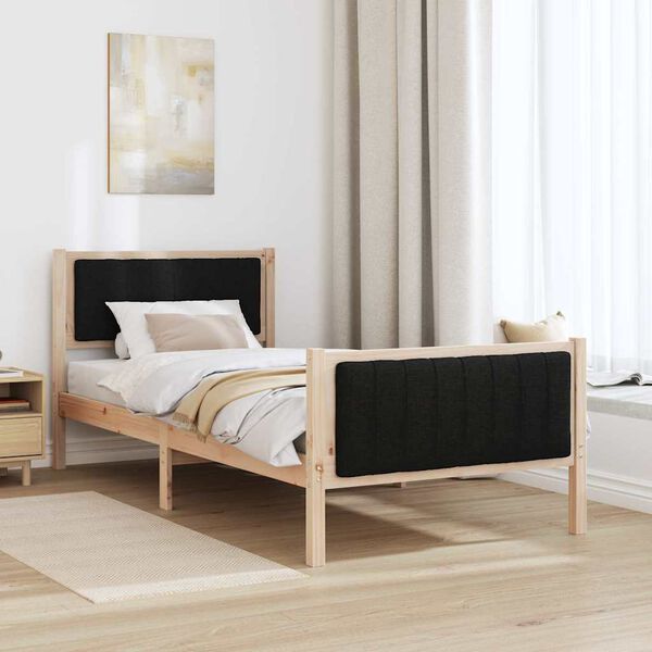 vidaXL Estructura de cama con cabecera Marr&oacute;n y negro 90 x 190 cm