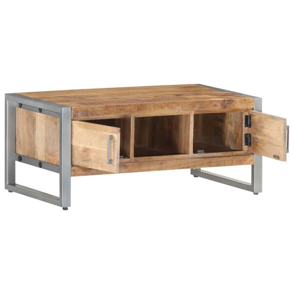 vidaXL Mesa de centro de madera de mango rugosa 95x50x40 cm