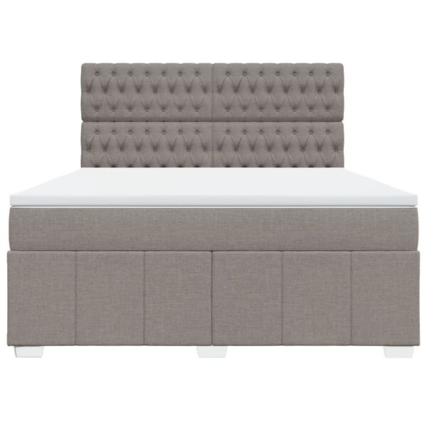 vidaXL Cama box spring con colch&oacute;n tela gris taupe 180x200 cm