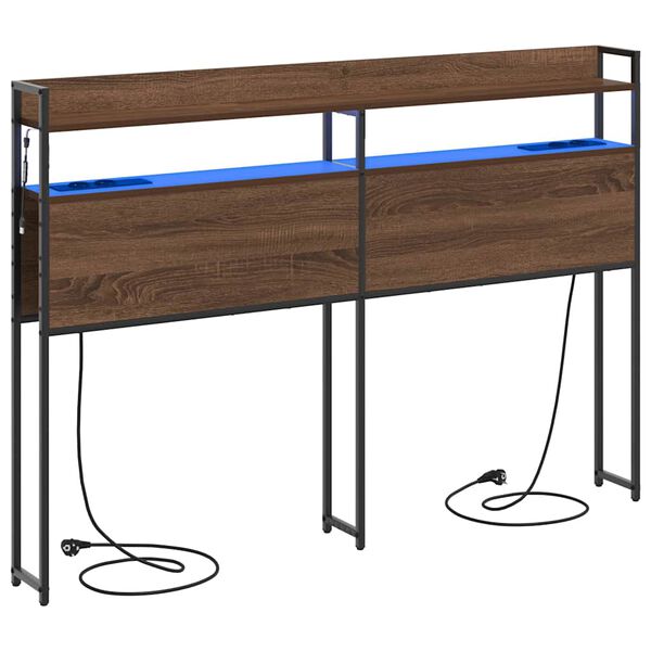 vidaXL Cabecero con almacenamiento con estante Marr&oacute;n roble 160 cm