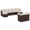 vidaXL Set de sof&aacute;s de jard&iacute;n 9 pzas y cojines rat&aacute;n sint&eacute;tico marr&oacute;n