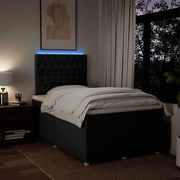 vidaXL Cama box spring con colch&oacute;n tela negro 120x190 cm