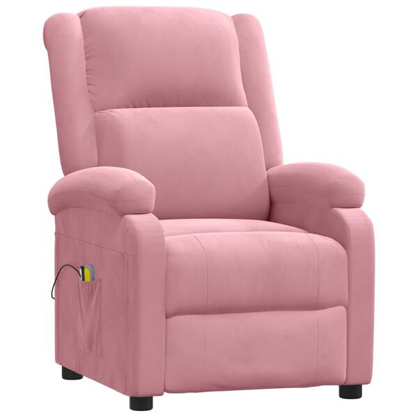 vidaXL Sill&oacute;n de masaje el&eacute;ctrico de terciopelo rosa