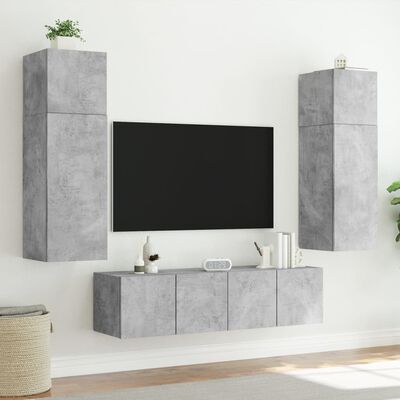vidaXL Mueble de TV de pared con luces LED gris hormigón 80x35x41 cm