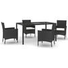 vidaXL Set de muebles jard&iacute;n 5 pzas con cojines rat&aacute;n sint&eacute;tico negro