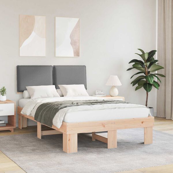 vidaXL Estructura de Cama con Cabecera Tapizada Gris Claro