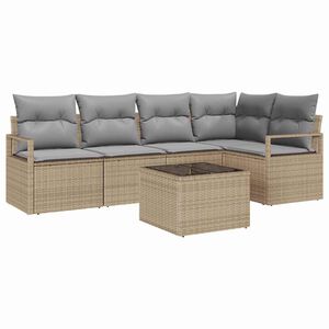 vidaXL Conjunto de sof&aacute;s de jard&iacute;n con coj&iacute;n 6 pcs Beige y Gris Claro